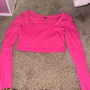 SHEIN Fuchsia Long Sleeve Crop Top